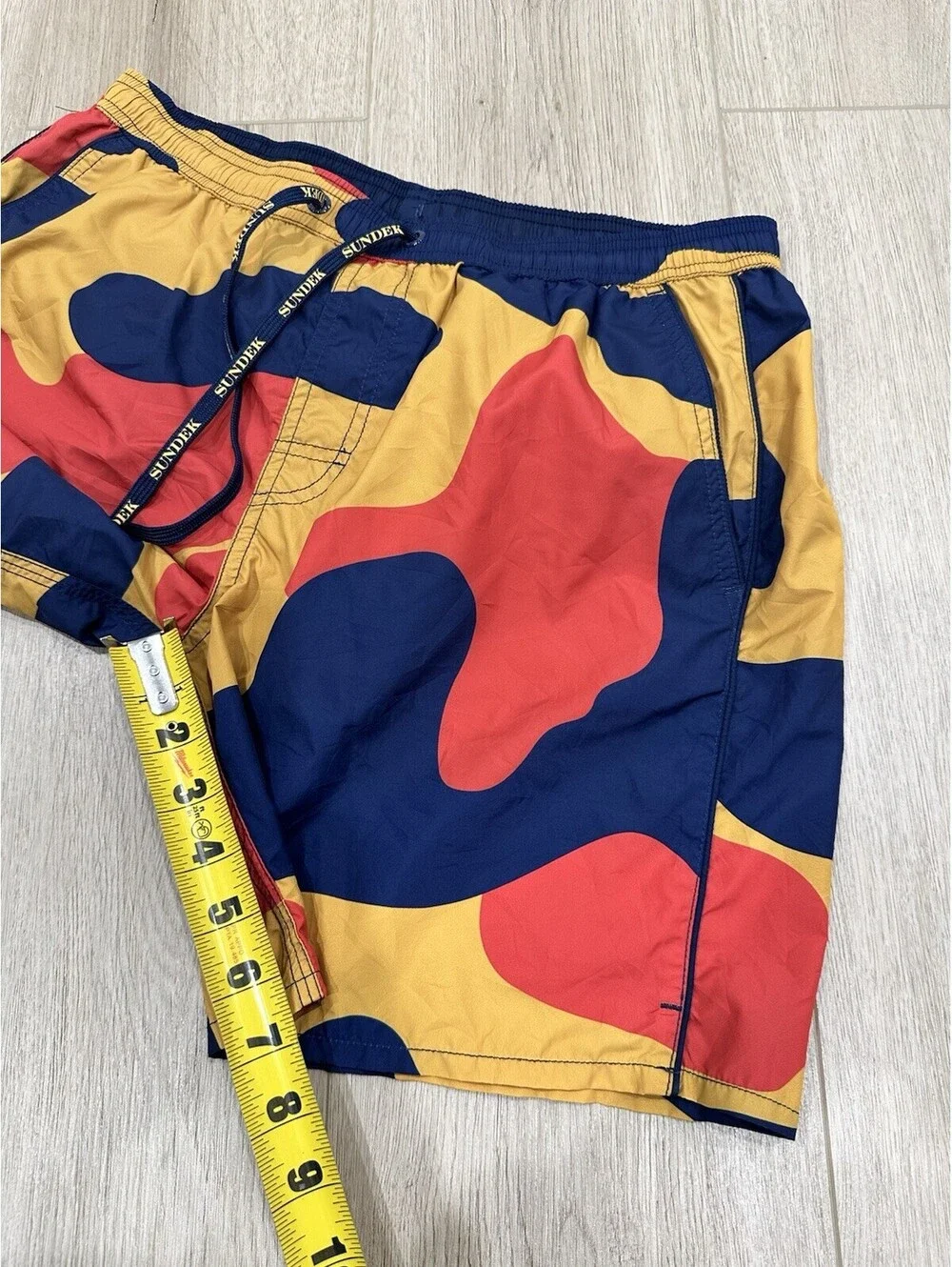 Sundek Swim Trunks Medium Mens Colorful Mesh Brief Drawstring Swimwear